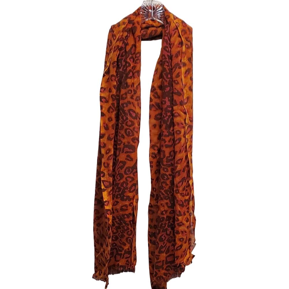 Loft Red / Orange / Pink Leopard Cheetah Animal Print Style Print Scarf